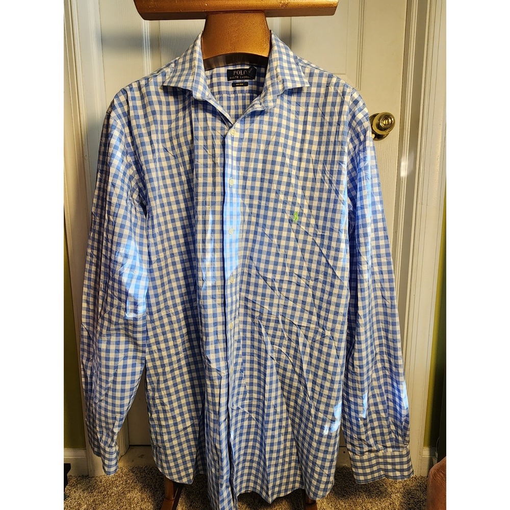 Polo‎ Ralph Lauren Shirt Blue & White Check Button-Down  Size 2XLT